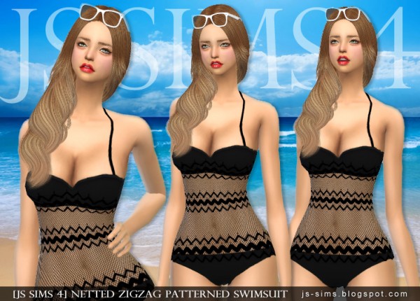  JS Sims 4: Netted Zigzag Patterned Swimsuit