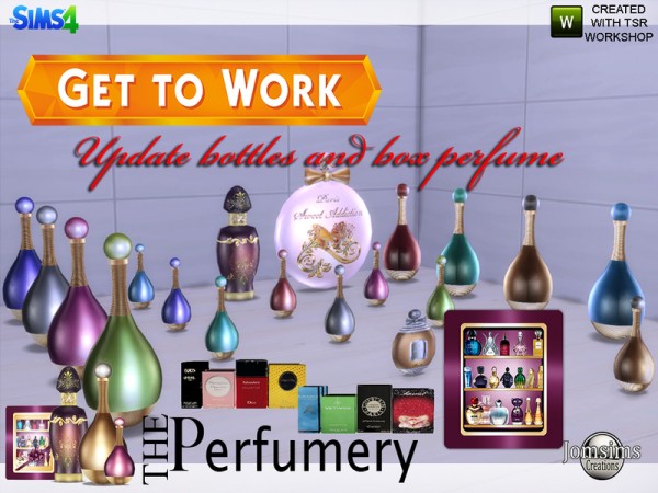  The Sims Resource: The perfumery get to work bottles and box update by JomSims