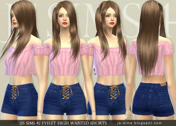 JS Sims 4: Eyelet High Waisted Shorts