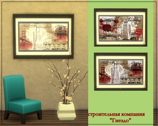  Sims 3 by Mulena: Decoupage city paintings