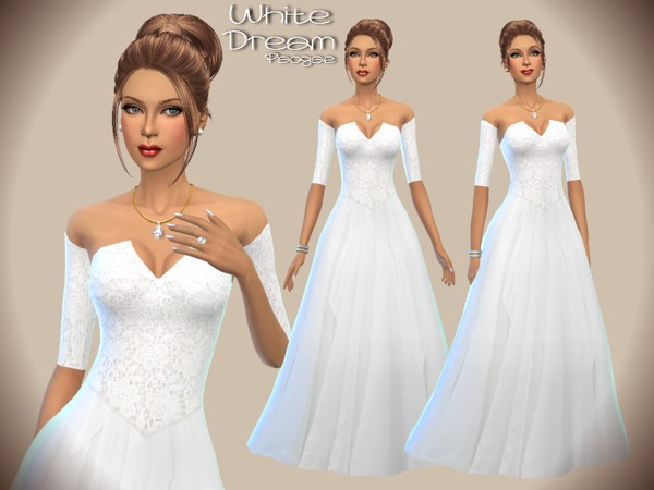  The Sims Resource: White Dream dress by Paogae