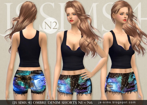  JS Sims 4: Ombre Denim Shorts N1 ~ N6