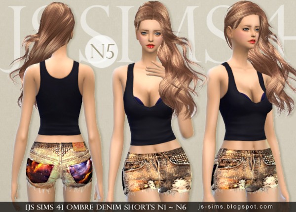  JS Sims 4: Ombre Denim Shorts N1 ~ N6