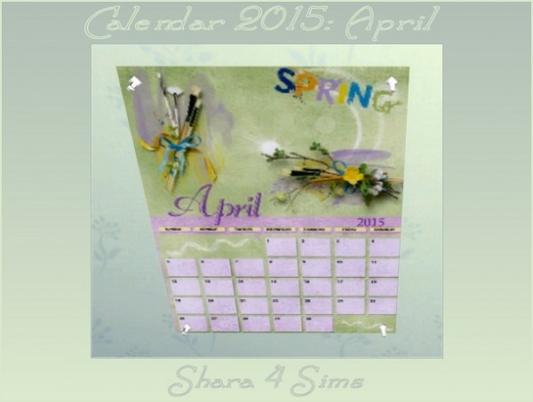  Shara 4 Sims: Calendar April 2015