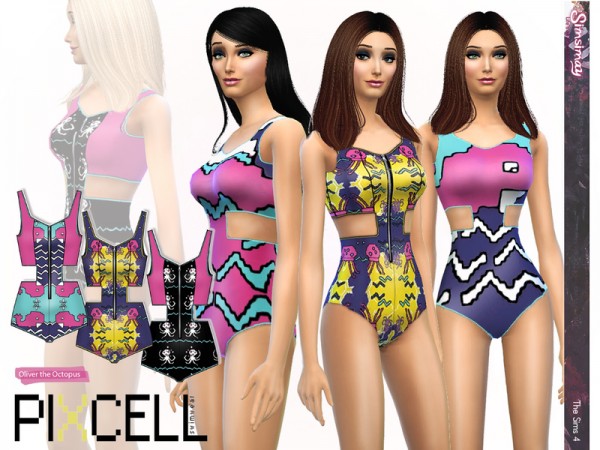  The Sims Resource: Pixcell Original! Oliver the Octopus Swimsuit set