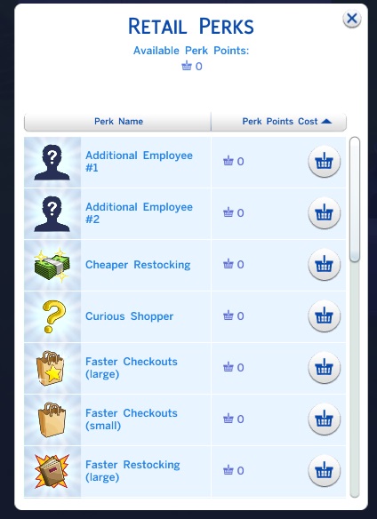  Mod The Sims: Free Retail Perks Mod / Half Cost Retail Perks Mod by cyberops