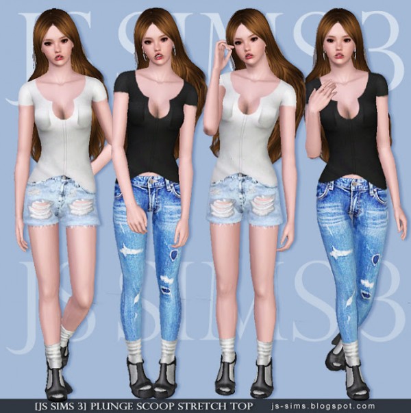  JS Sims 4: Plunge Scoop Stretch Top
