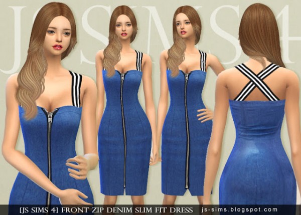  JS Sims 4: Front Zip Denim Slim Fit Dress