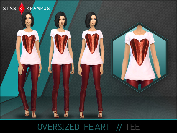 The Sims Resource: Oversized Heart Tee by SIms4Krampus