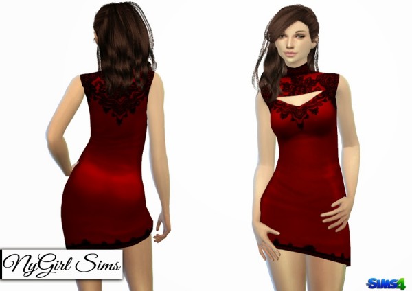  NY Girl Sims: Lace Overlay Bodycon Dress