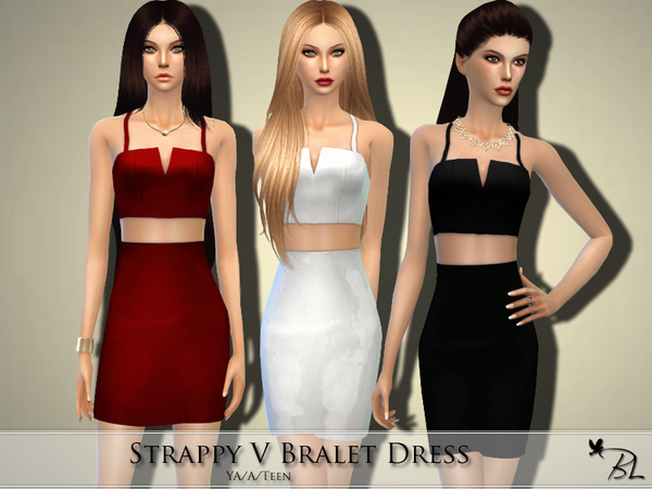  The Sims Resource: Strappy V Bralet Dress by Black Lily
