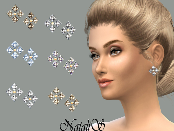  The Sims Resource: Gentle crystals stud earrings by NataliS