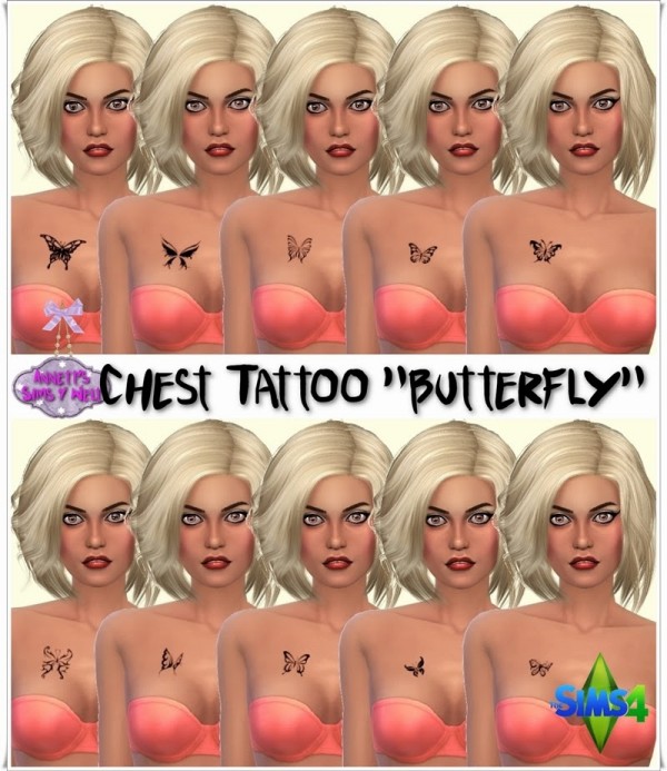  Annett`s Sims 4 Welt: Chest Tattoos Butterfly