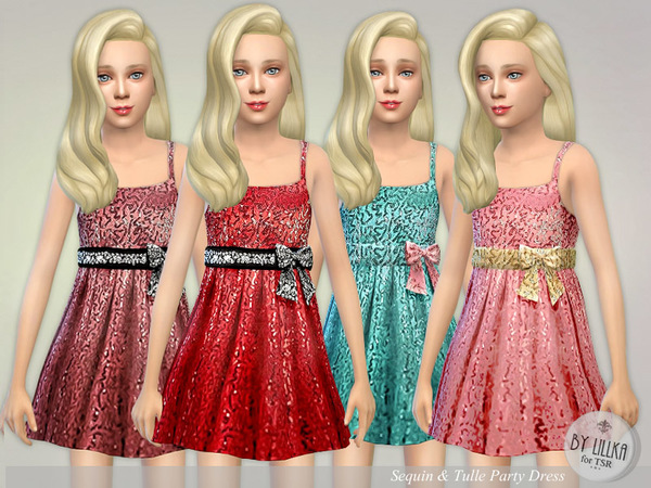  The Sims Resource: Sequin & Tulle Party Dress by lillka