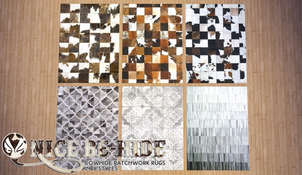  Simsational designs: Nice Be Hide Leather Patchwork Rugs