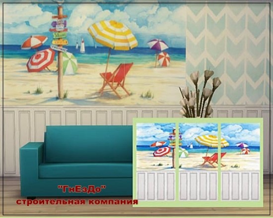  Sims 3 by Mulena: BEACH SIGNS UMBRELLAS paintings