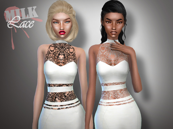  The Sims Resource: Lace Dress by M.I.L.K