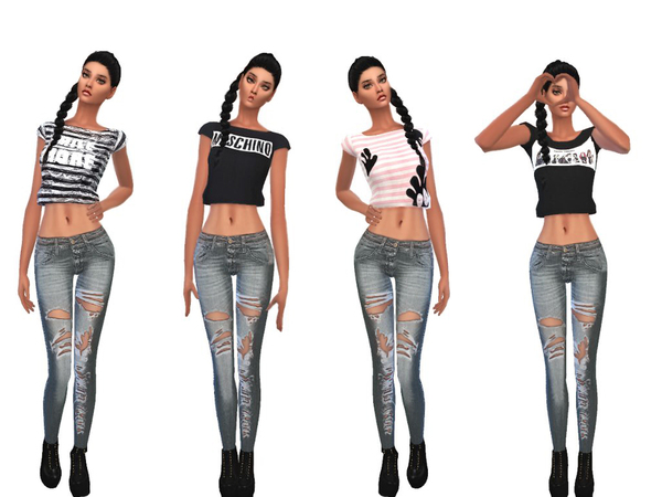  The Sims Resource: Fashion cropped top set by sweetsims