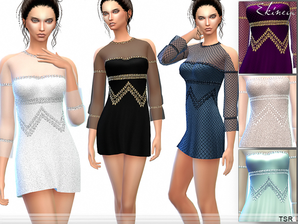  The Sims Resource: Cold Shoulder Dress by Ekinege