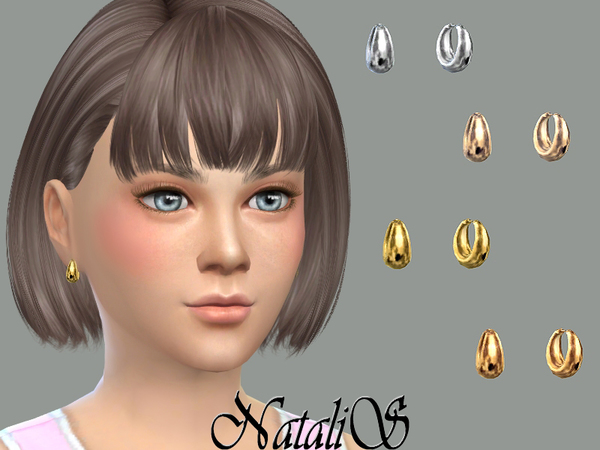  The Sims Resource: Child metal beads earrings by NataliS