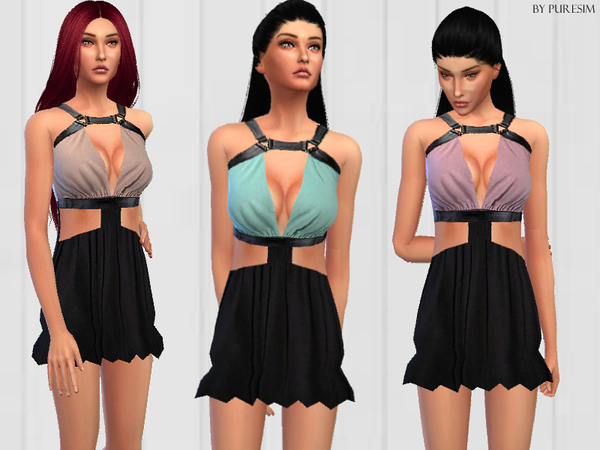  The Sims Resource: Leather straps dress by PureSim
