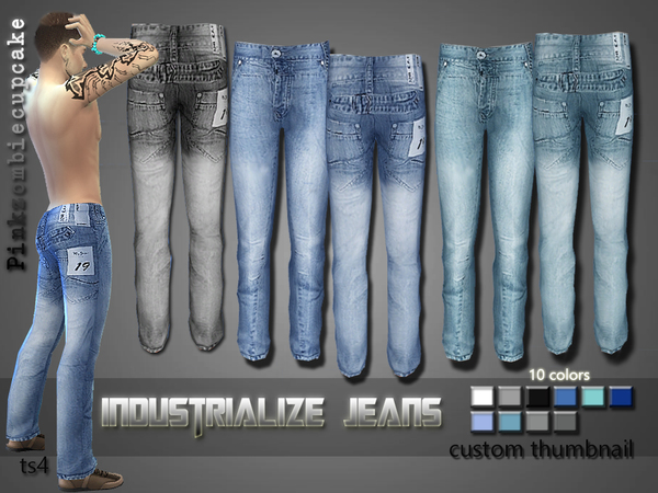  The Sims Resource: Industrialize Jeans by Pinkzombiecupcake