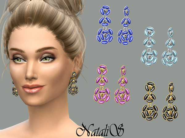  The Sims Resource: Flower shaped drop earrings by NataliS