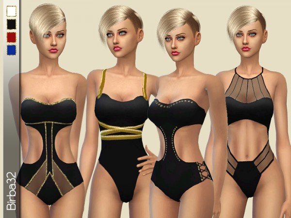 The Sims Resource: Elegance Swimsuit set in white by Birba32