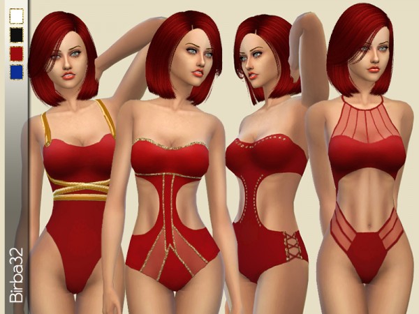  The Sims Resource: Elegance Swimsuit set in white by Birba32