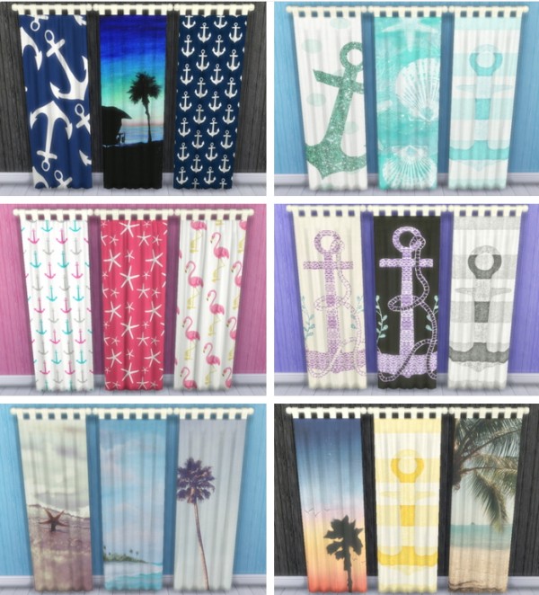  Sunshine & Roses Custom Content: Beach Themed Full Curtains