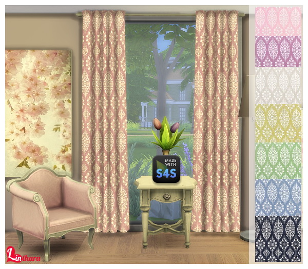  Lintharas Sims 4: Curtains and Paintings