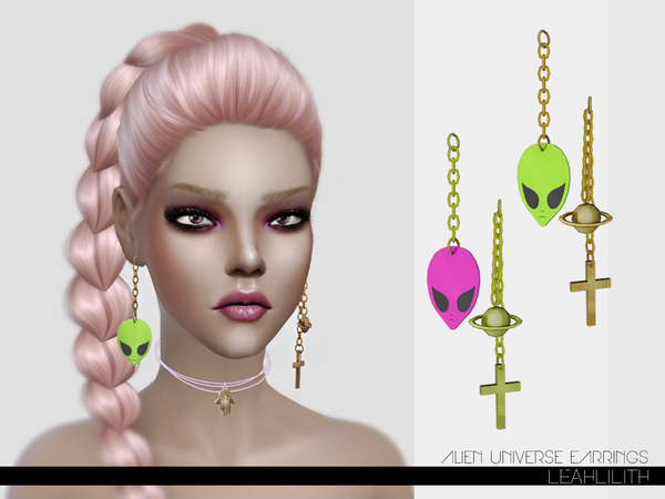  The Sims Resource: Alien Universe Earrings by  LeahLillith