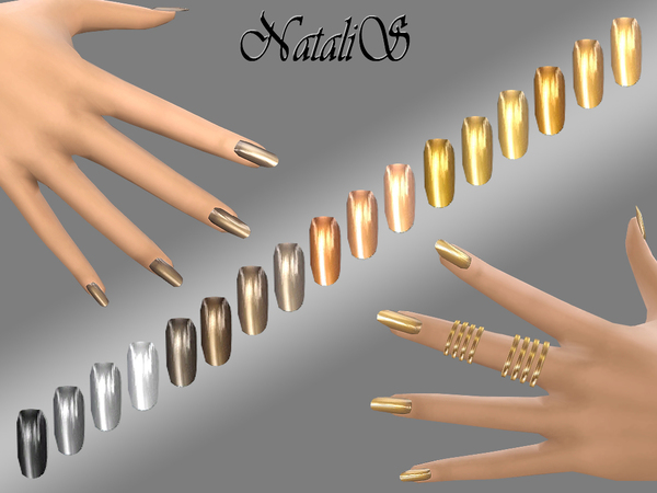  The Sims Resource: Mirrored metallic nails by NataliS