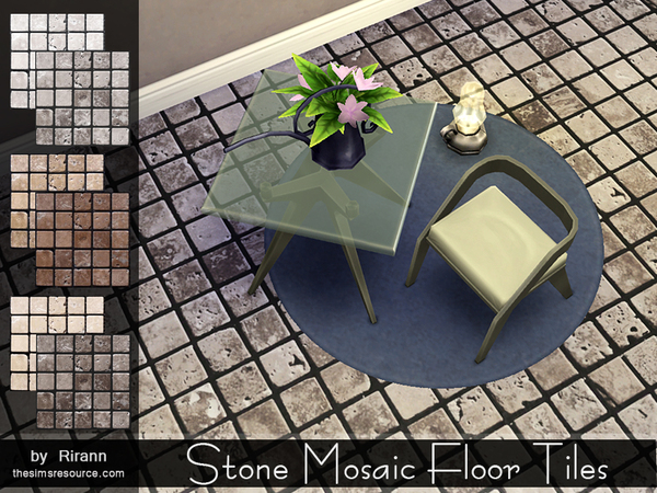  The Sims Resource: Stone Mosaic Floor Tiles by Rirann