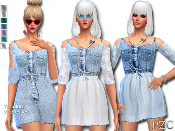  The Sims Resource: Denim Jeans Dress by Pinkzombiecupcake