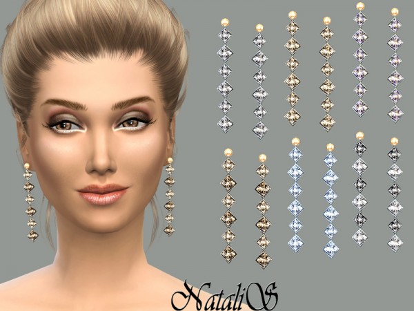  The Sims Resource: Gentle crystals drop earrings by NataliS