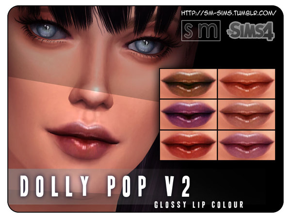  The Sims Resource: Dolly Pop V2   High Shine Lip Colour