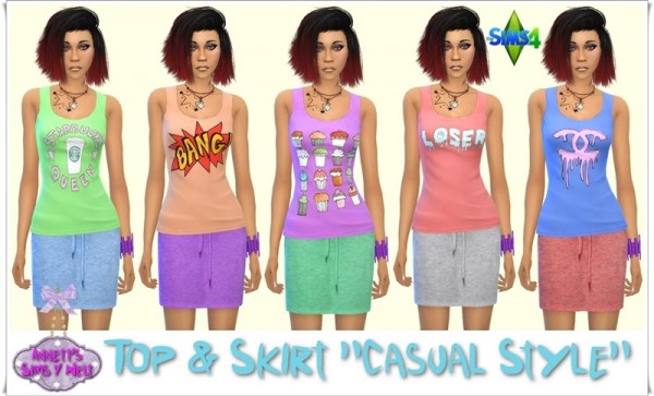  Annett`s Sims 4 Welt: Skirt & Top Casual Style