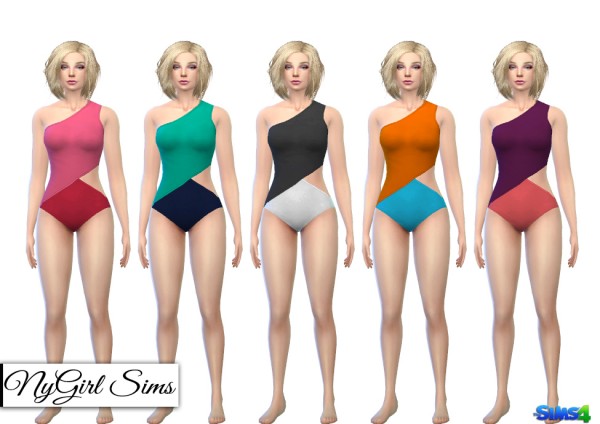  NY Girl Sims: Color Block Maillot Swimsuit