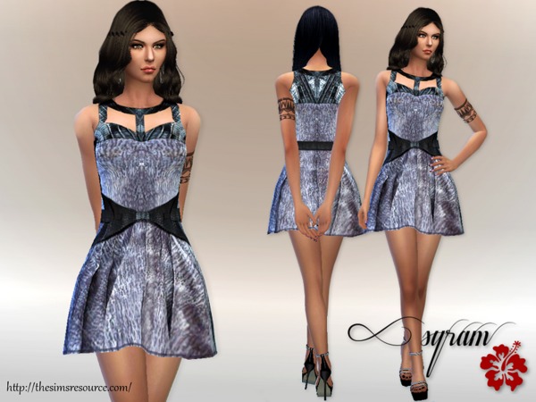  The Sims Resource: Ella  Leather Skater Dress by EsyraM