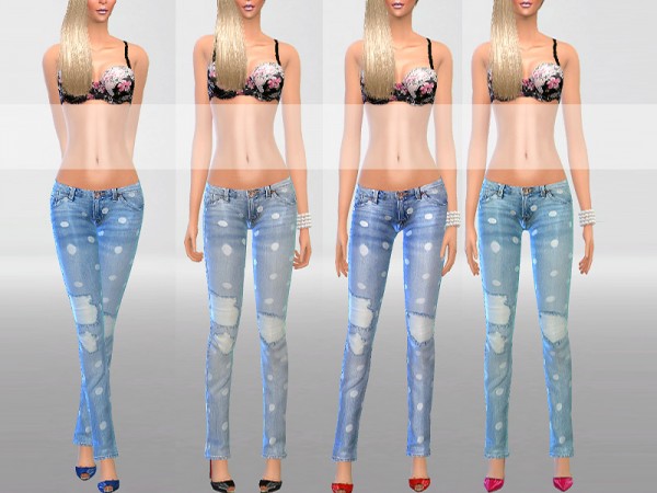  The Sims Resource: Skinny Jeans with Dots by Pinkzombiecupcake