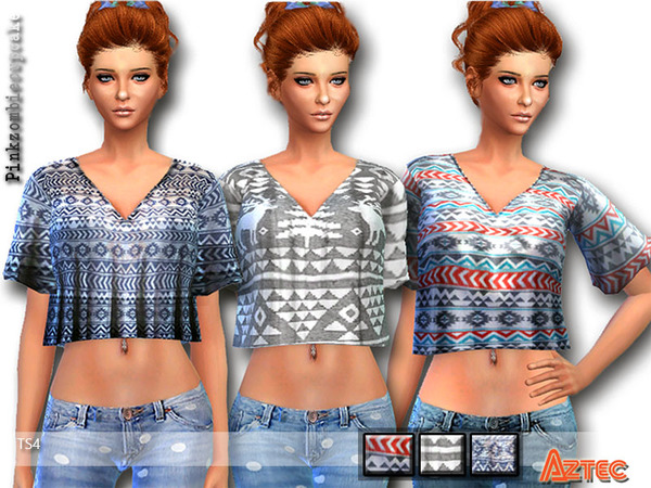  The Sims Resource: Aztec Tops by Pinkzombiecupcake