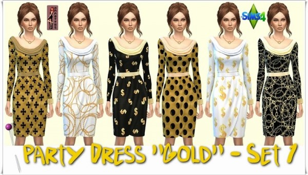  Annett`s Sims 4 Welt: Party Dress Gold   Set 1 + Set 2