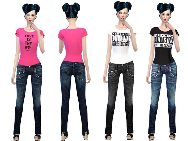  The Sims Resource: Cool jeans Set in dark Colors by Sweetsims4