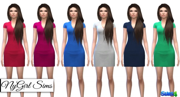  NY Girl Sims: Fitted VNeck TShirt Dress