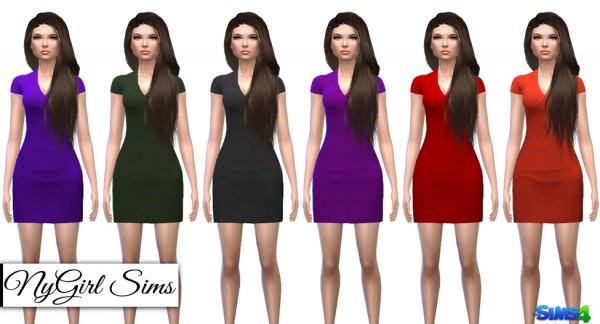  NY Girl Sims: Fitted VNeck TShirt Dress