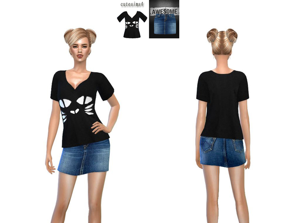 The Sims Resource: Casual Outfit Kitty Cat by SweetSims4