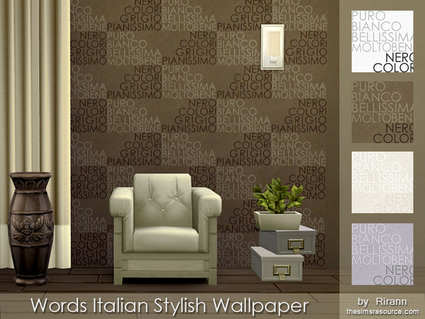  The Sims Resource: Words Italian Stylish Wallpaper by Rirann