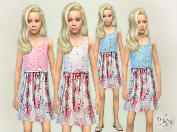 The Sims Resource: Pink Floral Dress by lillka