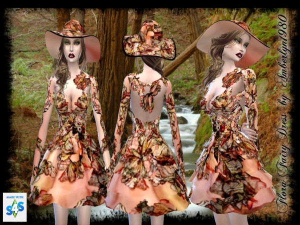  Amberlyn Designs Sims: Flora Fairy Collection  dress and hat